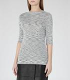 Reiss Saskia - Womens Short-sleeved Knitted Top In Blue, Size S