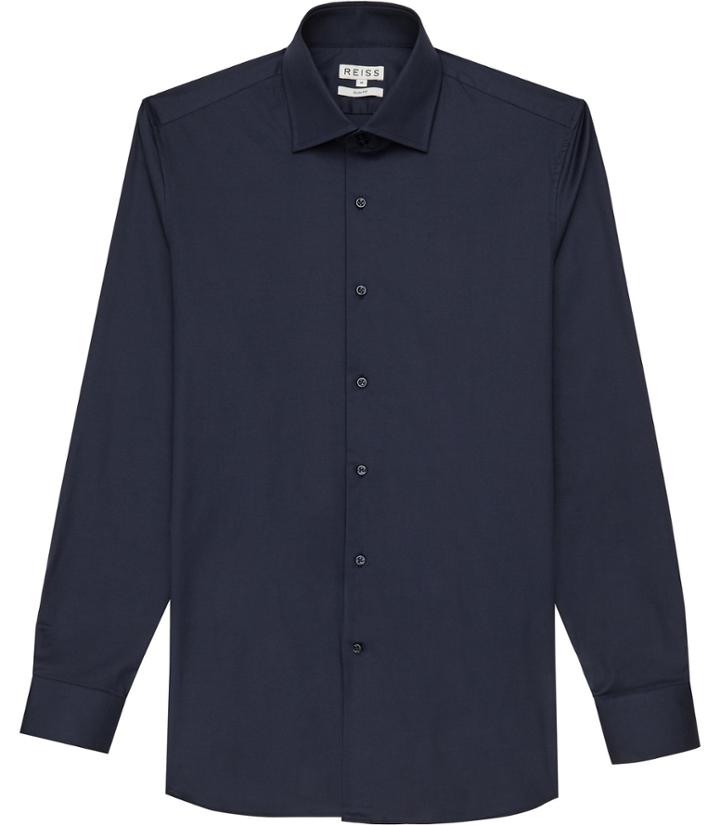 Reiss Zinc - Mens Slim Stretch Shirt In Blue, Size Xs