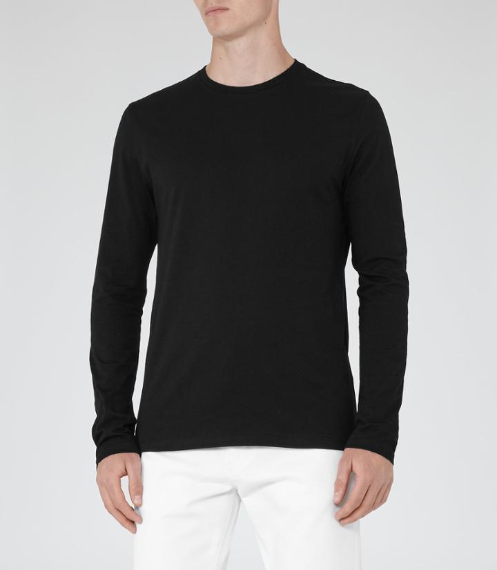 Reiss Maxwell - Mens Long Sleeve T-shirt In Black, Size S