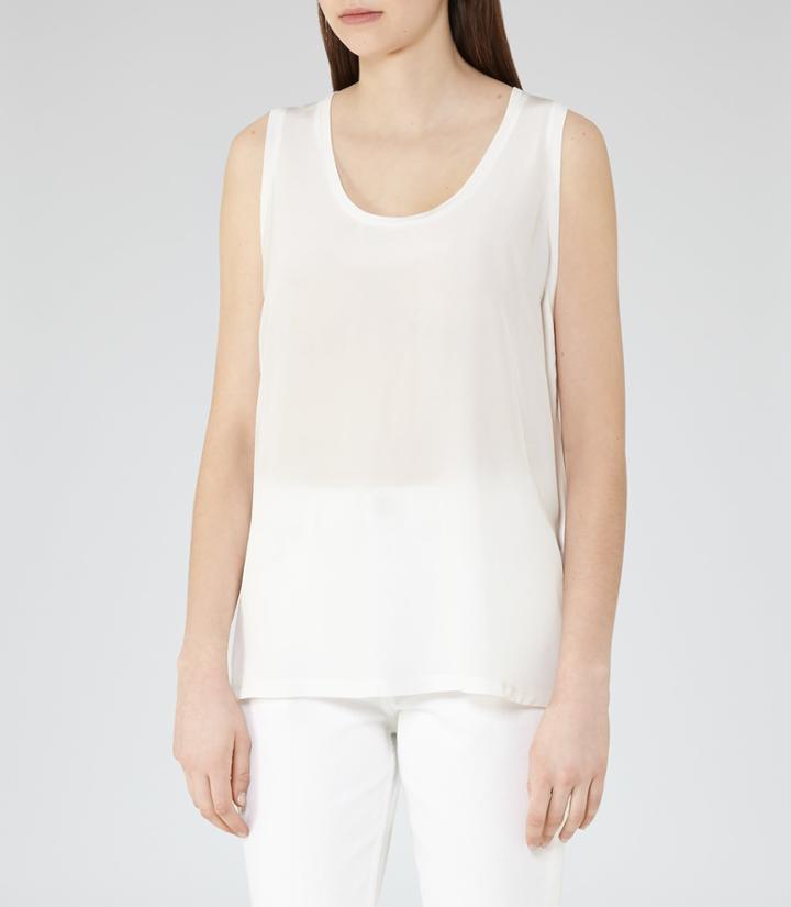Reiss Sandy - Contrast-front Tank Top In White, Womens, Size S