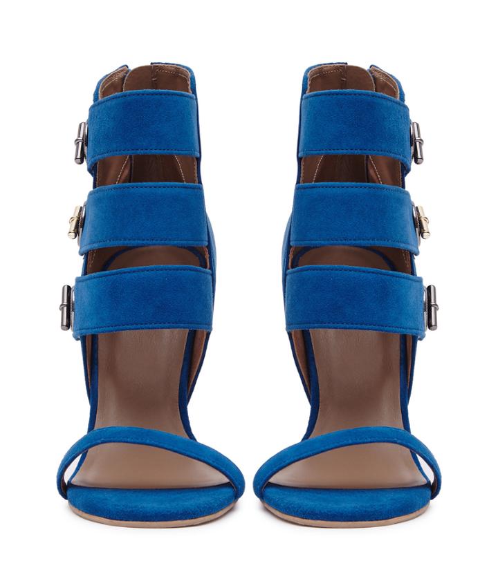 Reiss Hawthorne Suede - Womens Triple-strap Sandals In Blue, Size 4