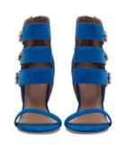 Reiss Hawthorne Suede - Womens Triple-strap Sandals In Blue, Size 4