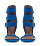Reiss Hawthorne Suede - Womens Triple-strap Sandals In Blue, Size 4