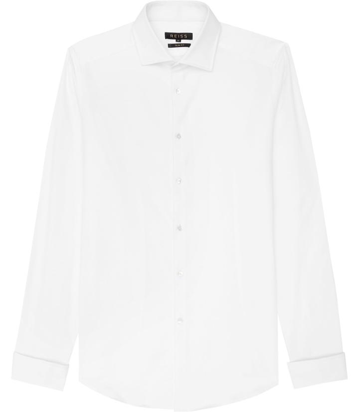 Reiss Bond - Mens Slim Double Cuff Shirt In White, Size Xs