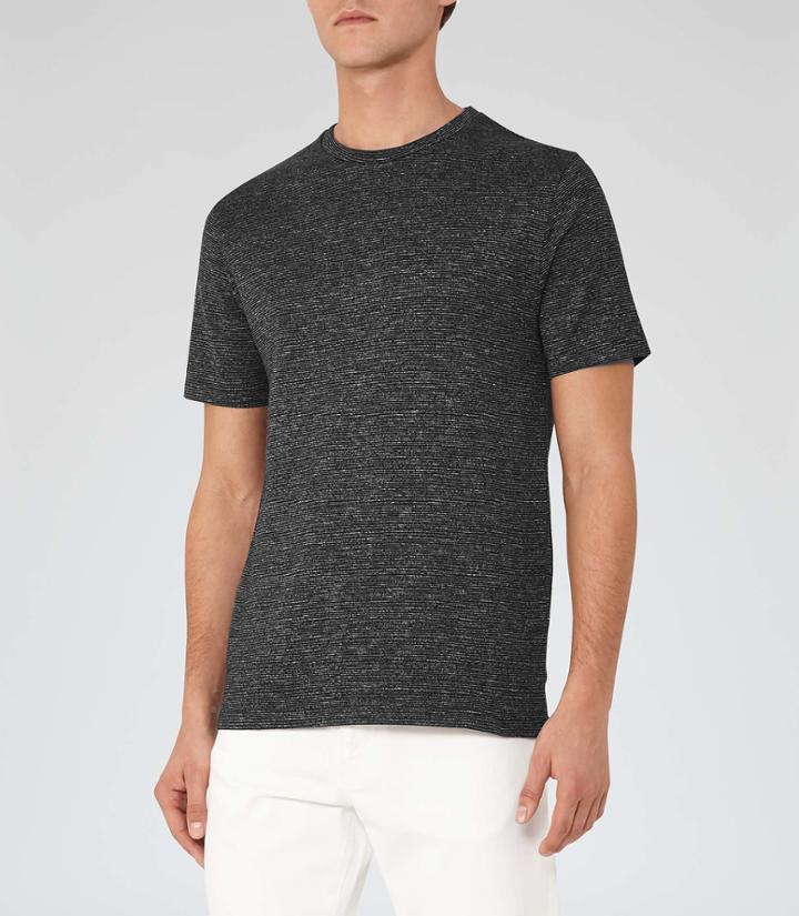 Reiss Preston - Mens Stripe Crew-neck T-shirt In Black, Size Xs