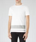 Reiss Bloc - Mens Stripe Hem T-shirt In White, Size Xs