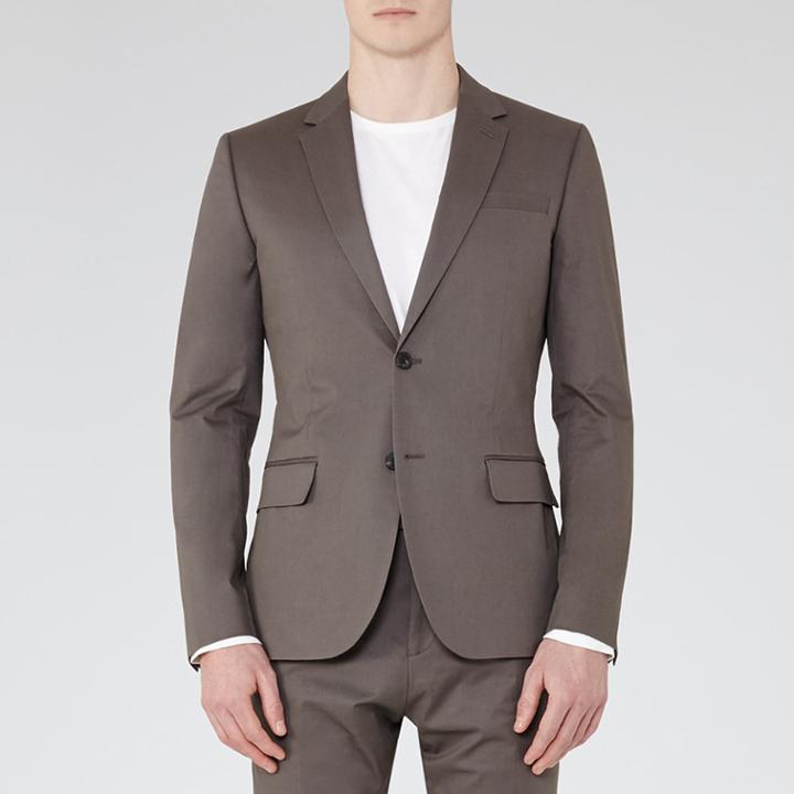 Reiss Statten B - Mens Slim Notch Lapel Blazer In Brown
