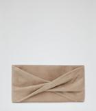 Reiss Beau Suede - Womens Suede Clutch In Brown, Size One Size