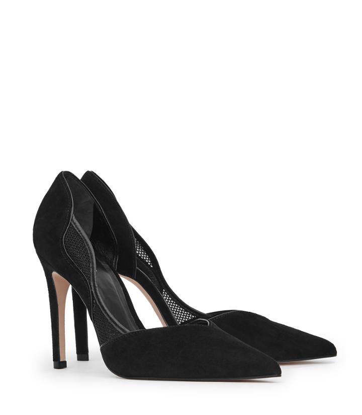 Reiss Maggie - Womens Mesh-detail Court Shoes In Black, Size 6