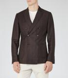 Reiss Lamella - Mens Double-breasted Blazer In Brown, Size 38