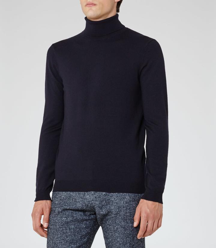 Reiss Observe - Rollneck Jumper In Blue, Mens, Size Xs