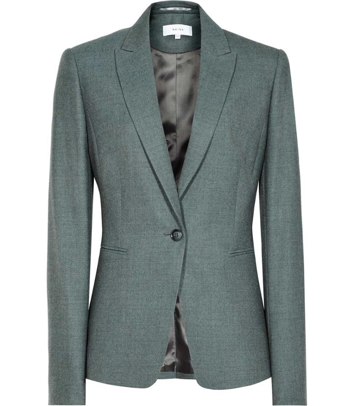 Reiss Murphy Jacket - Womens Flannel Blazer In Green, Size 4