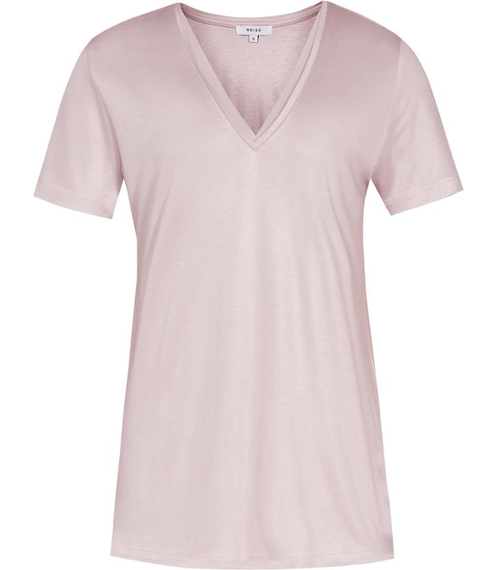 Reiss Leo - Womens Neckline-trim T-shirt In Red, Size Xs