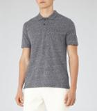 Reiss Halo - Melange Weave Polo Shirt In Blue, Mens, Size Xs