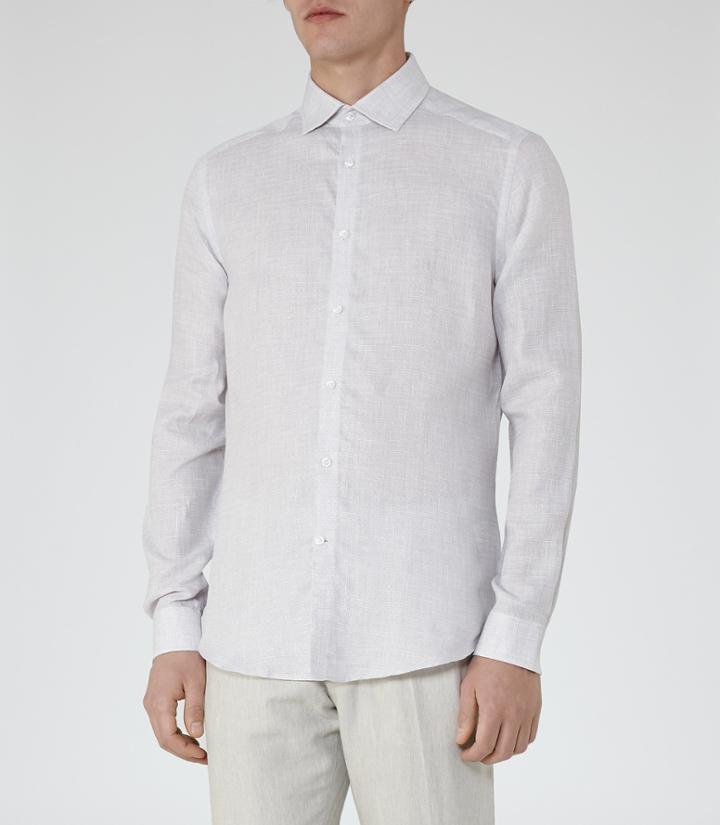 Reiss Miquel - Mens Textured Cotton Shirt In Grey, Size S