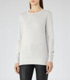 Reiss Genoa - Womens Metallic Jumper In Grey, Size 4