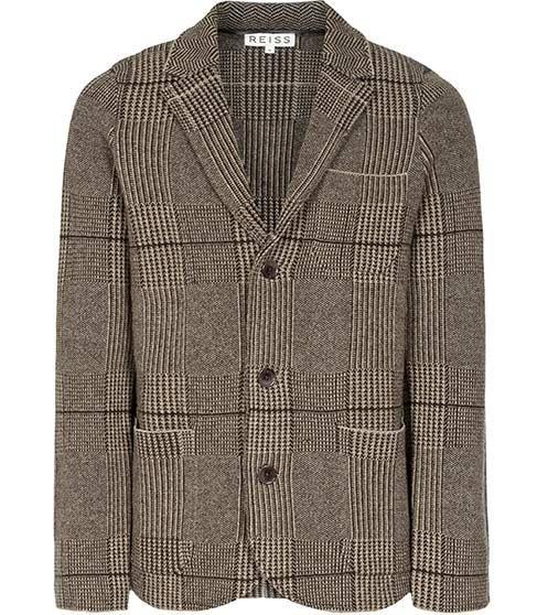 Reiss Modena Check Knitted Blazer