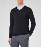 Reiss Emporer - Mens Merino V-neck Jumper In Blue, Size M