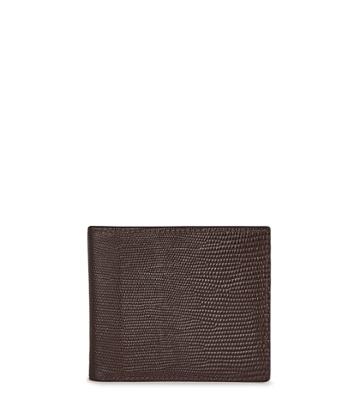 Reiss Mister Print - Leather Billfold Wallet In Brown, Mens