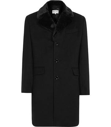 Reiss King Faux Fur Collar Coat