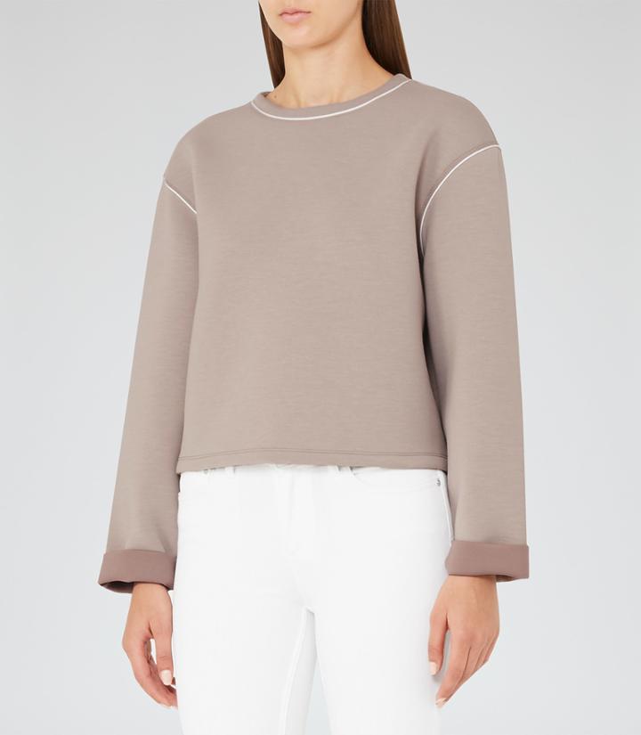 Reiss Gaia - Neoprene Sweatshirt In White, Womens, Size Xs