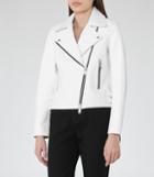 Reiss Bronx - Leather Biker Jacket In White, Womens, Size 0