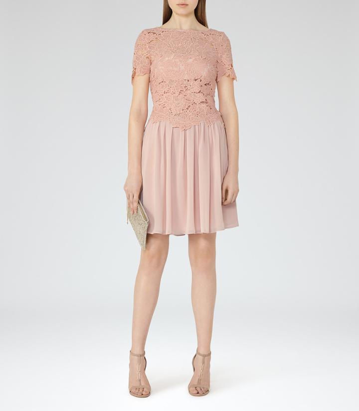 Reiss Milla - Womens Lace-top Dress In Red, Size 4