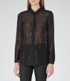 Reiss Apres - Womens Devore Shirt In Black, Size 4