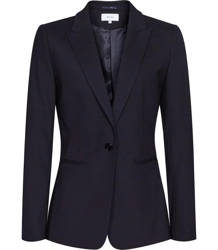 Reiss Tyra Jacket - Womens Single-breasted Blazer In Blue, Size 4