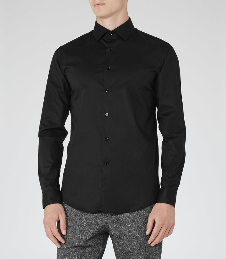 Reiss Bonnet - Mens Slim-fit Shirt In Black, Size M