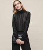 Reiss Suki - Semi-sheer Patterned Jumper In Black, Womens, Size S