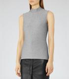 Reiss Aries - Metallic High-neck Top In Grey, Womens, Size Xs