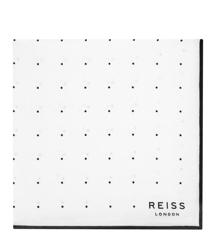 Reiss Planet - Mens Silk Twill Pocket Square In White, Size One Size