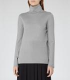 Reiss Sassy - Womens Metallic Roll-neck Top In Grey, Size S