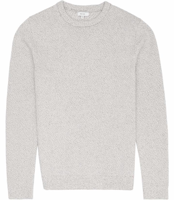 Reiss Andrew - Mens Flecked Crew-neck Jumper In Grey, Size Xs