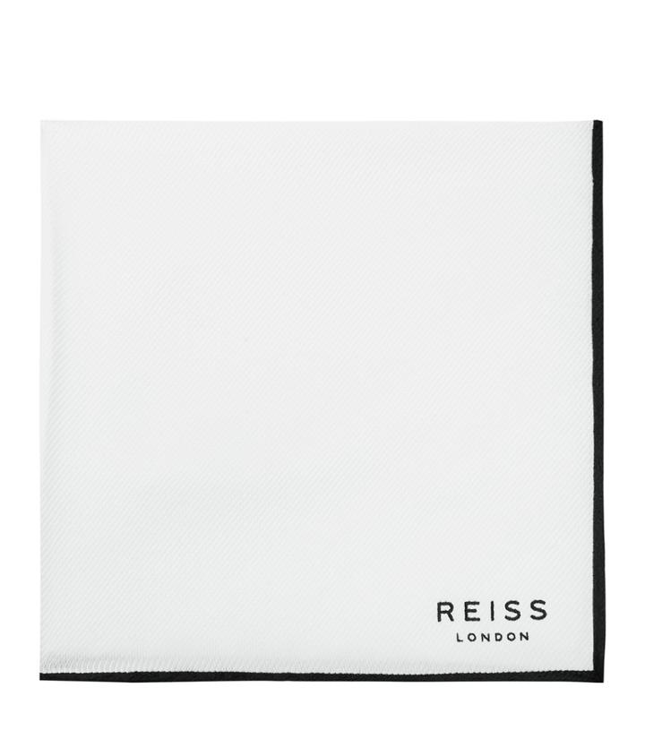 Reiss Moon - Silk Pocket Square In White, Mens