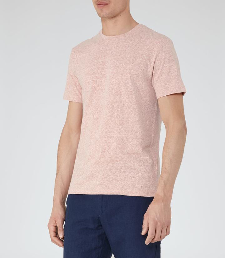 Reiss Sonar - Mottled Weave T-shirt In Pink, Mens, Size Xs