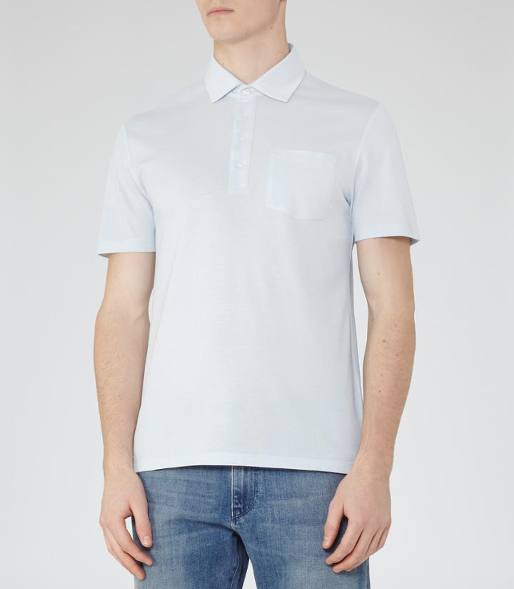 Reiss Spirito - Mens Pique Weave Polo Shirt In Blue, Size Xs