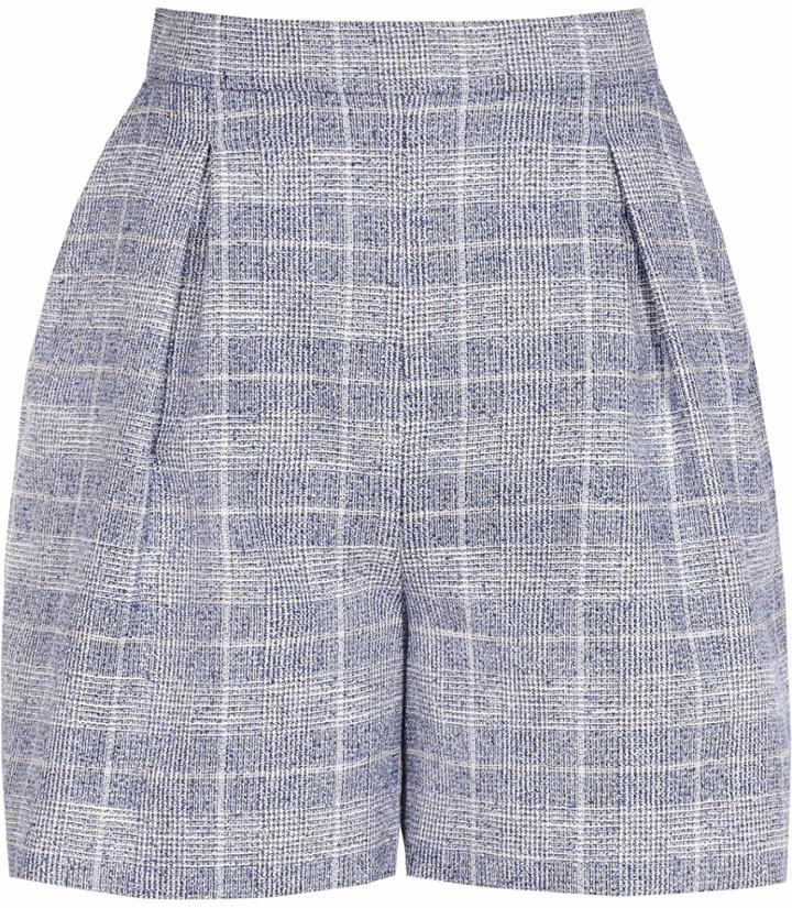 Reiss Jada Short - Womens Checked Shorts In Blue, Size 4