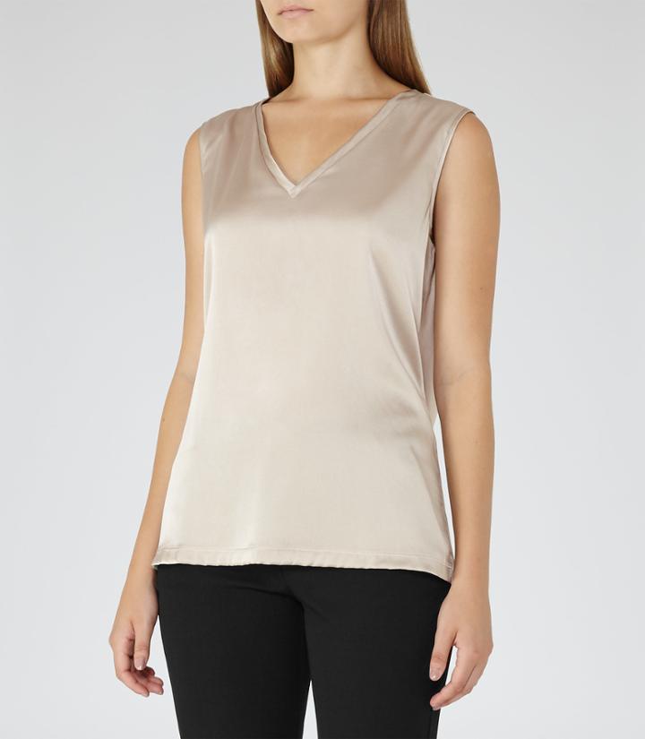 Reiss Fi - Womens Silk-front Tank Top In Yellow, Size S