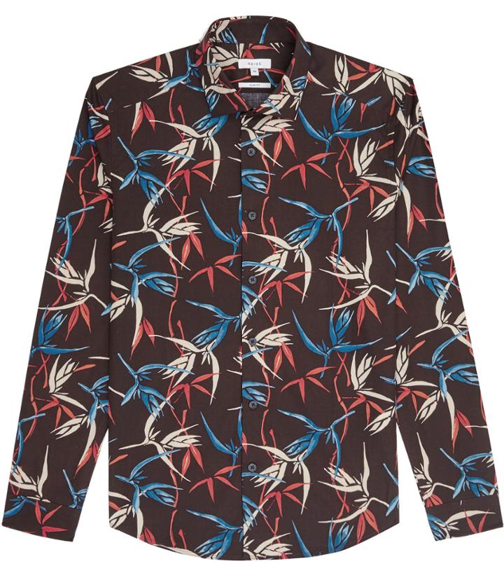 Reiss Tikki - Mens Printed Shirt In Blue, Size Xs
