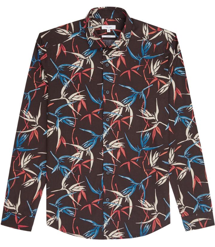 Reiss Tikki - Mens Printed Shirt In Blue, Size Xs