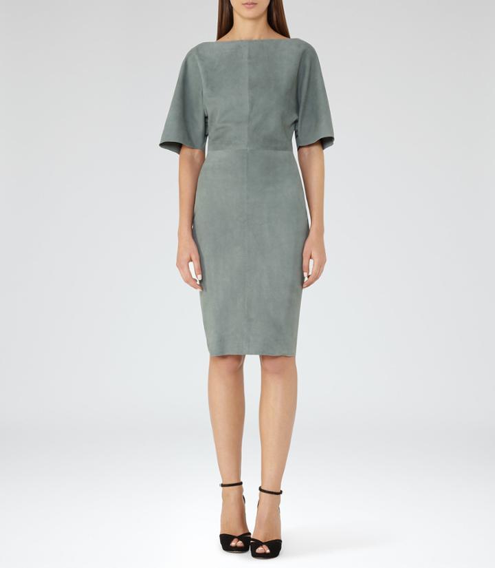 Reiss Nola - Suede Dress In Green, Womens, Size 0
