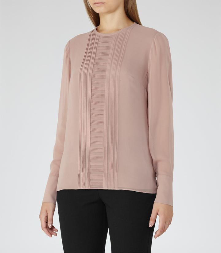 Reiss Alba - Womens Pleat-front Blouse In Red, Size 6