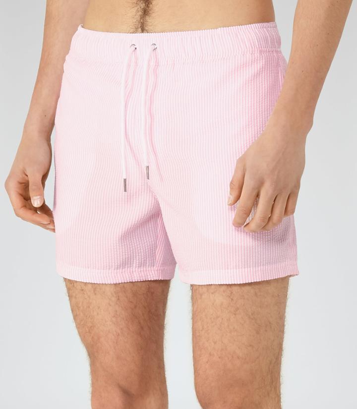 Reiss Seaside - Mens Striped Swim Shorts In Pink, Size S