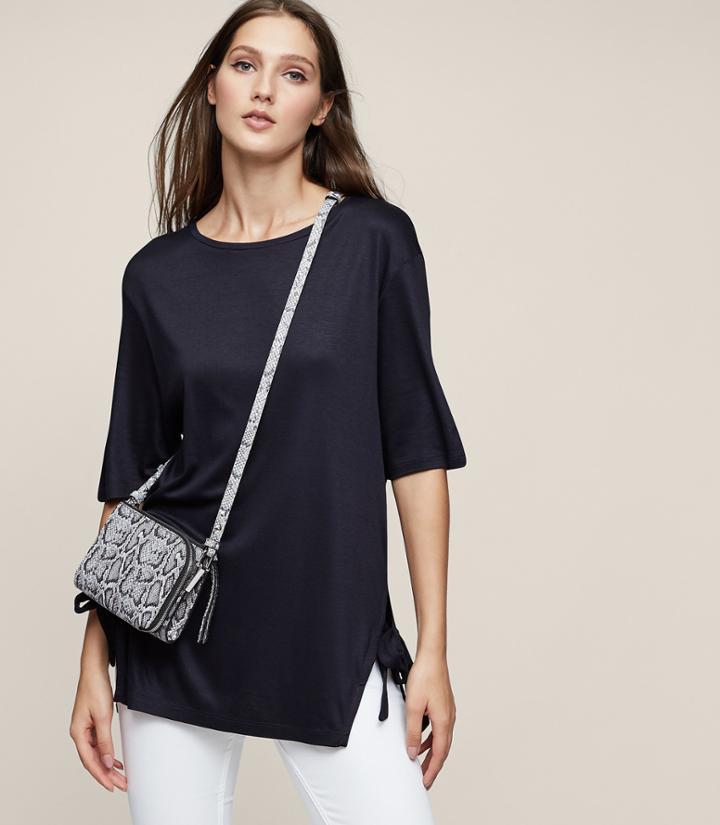 Reiss Hardy - Tie-side Crew-neck Top In Blue, Womens, Size Xs