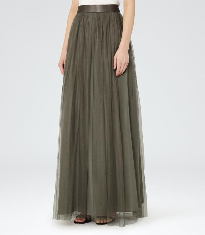 Reiss Ramone - Tulle Maxi Skirt In Grey, Womens, Size 2