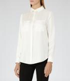 Reiss Meera - Womens Silk Pocket-front Shirt In White, Size 4