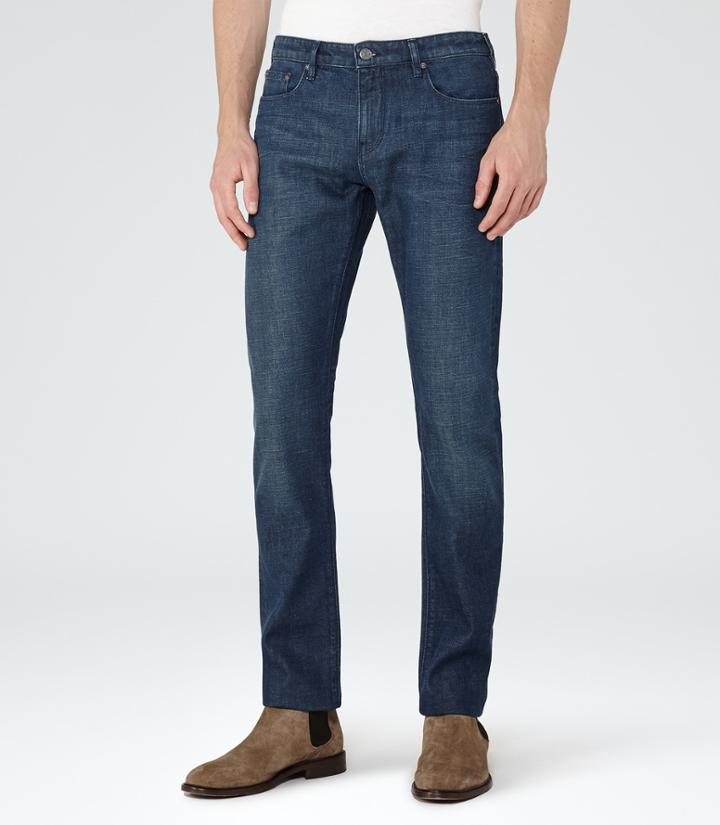 Reiss Kraft - Mens Stretch Denim Jeans In Blue, Size 30