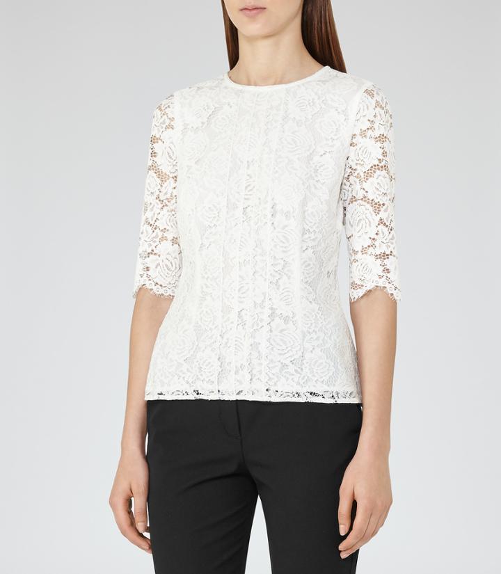 Reiss Mitsy - Womens Lace Top In White, Size 6